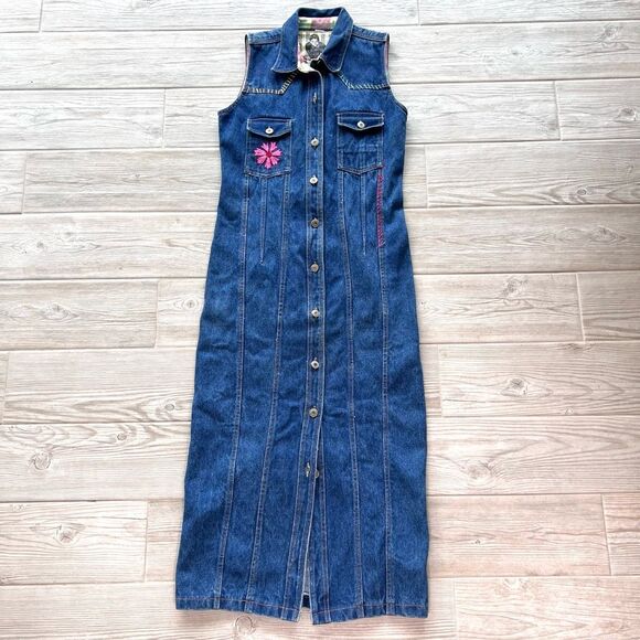Hysteric Glamour Dresses & Skirts - Hysteric Glamour By Ultra Pink Blue Sleeveless Denim Shirt Dress Size Medium